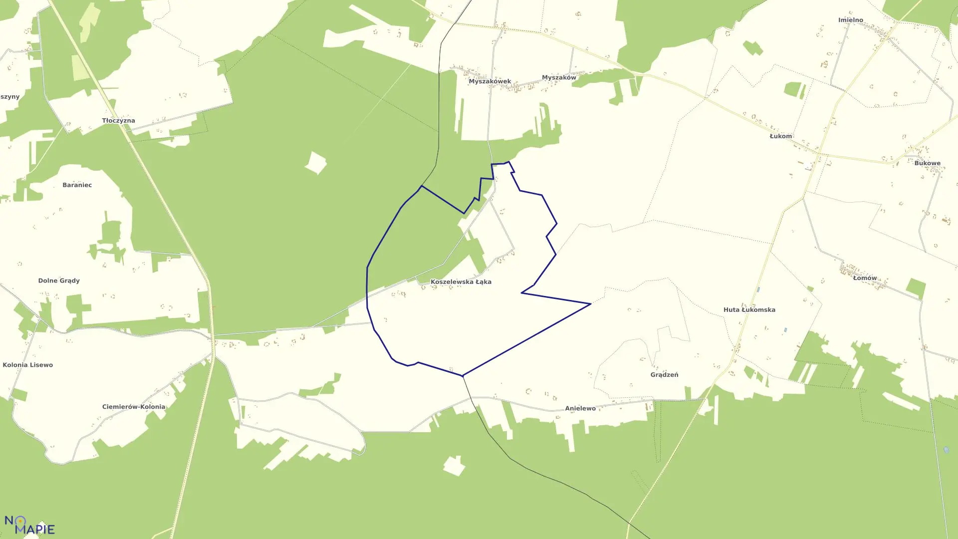 Mapa obrębu KOSZELEWSKA ŁĄKA w gminie Zagórów