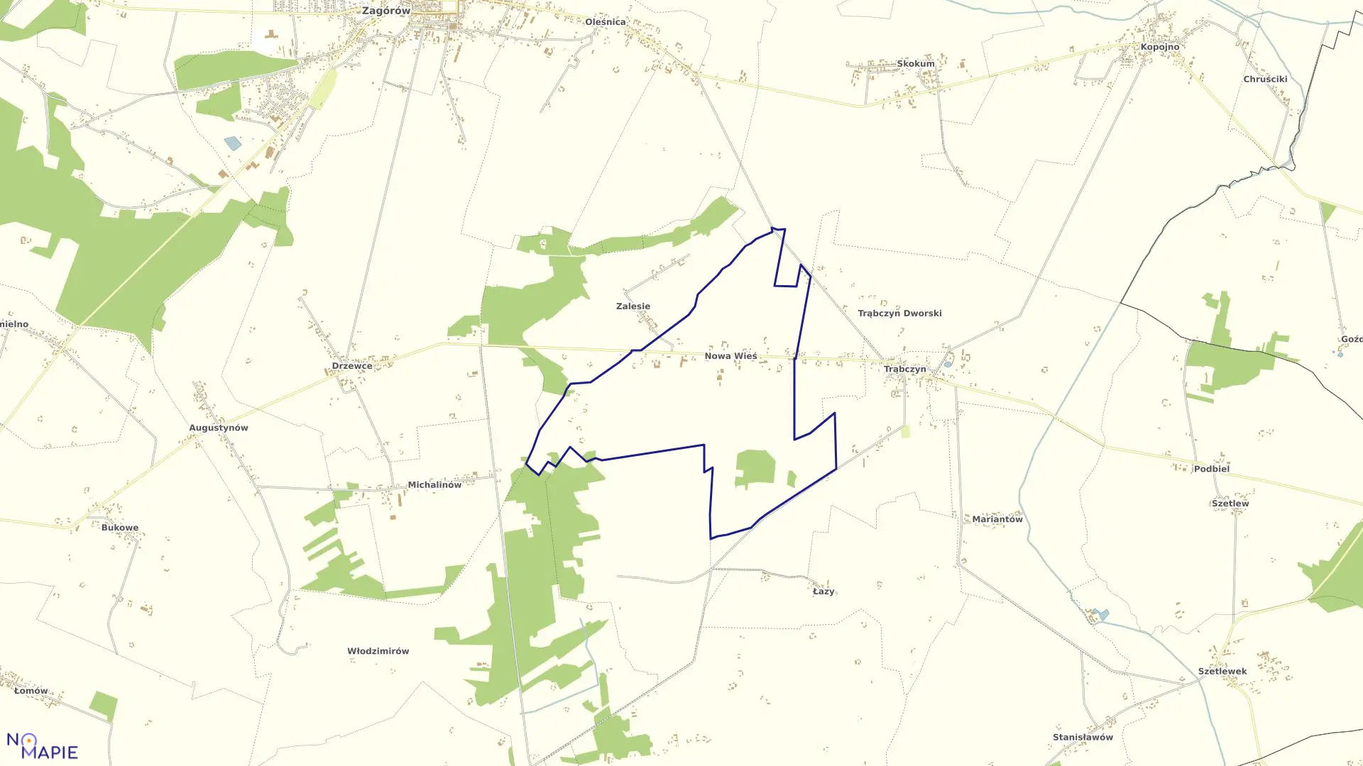 Mapa obrębu NOWA WIEŚ w gminie Zagórów