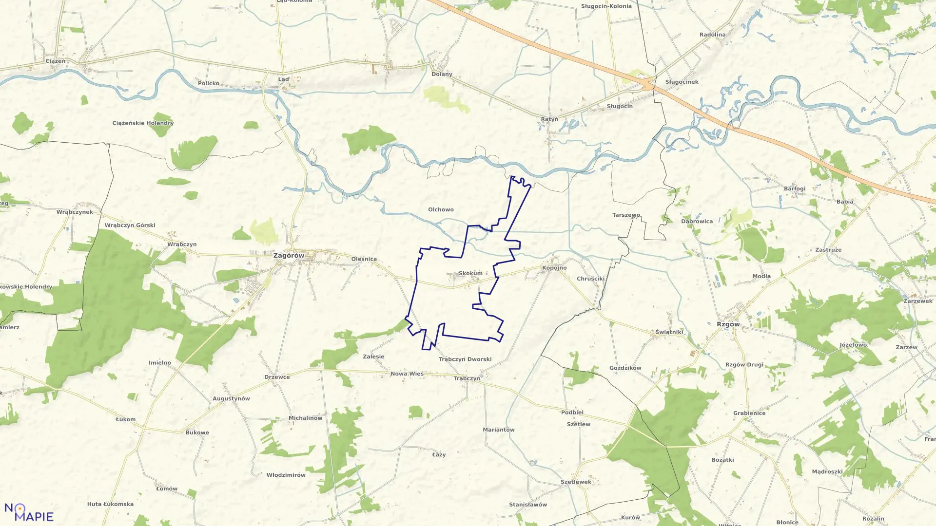 Mapa obrębu SKOKUM w gminie Zagórów