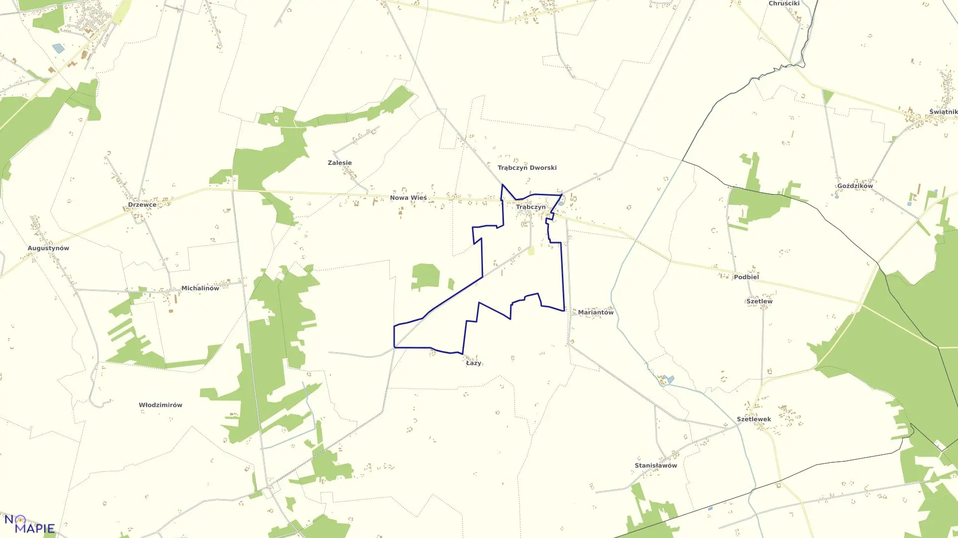 Mapa obrębu TRĄBCZYN w gminie Zagórów