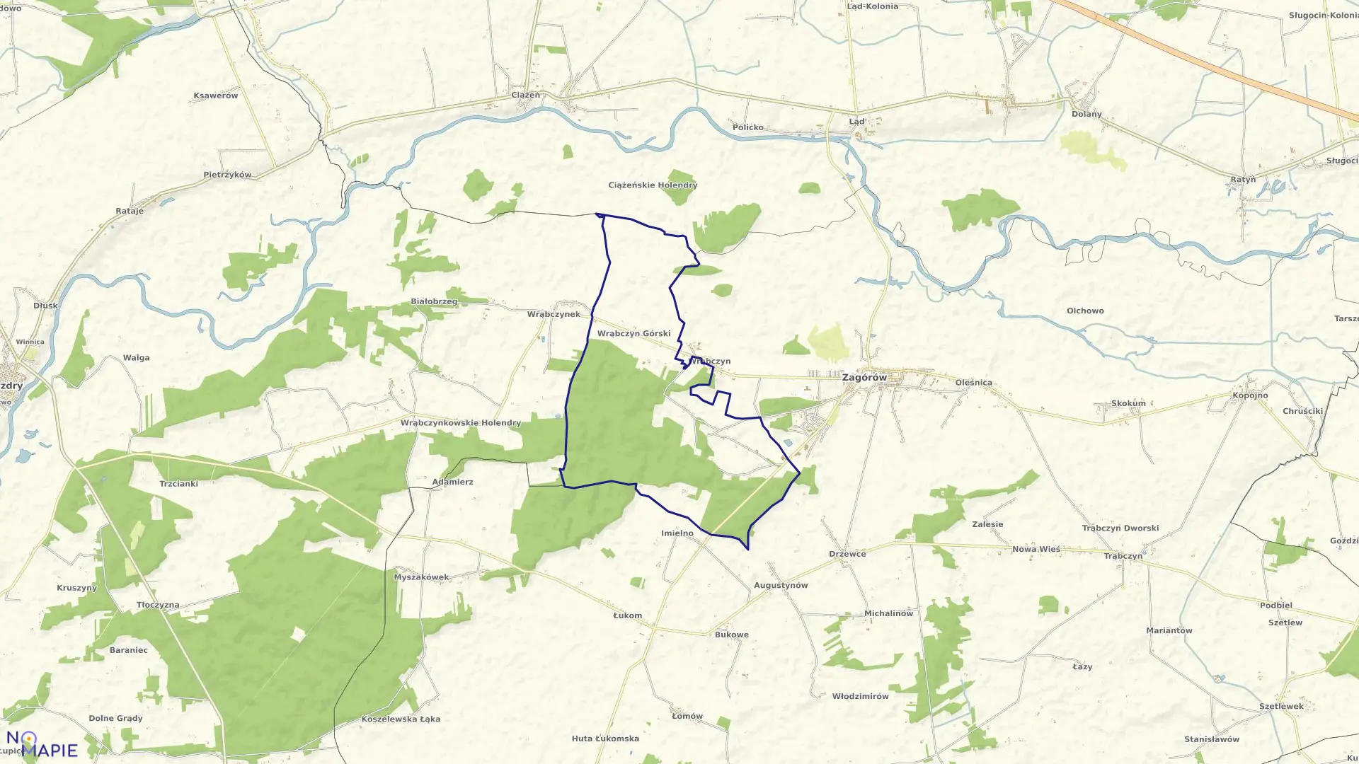 Mapa obrębu WRĄBCZYN GÓRSKI w gminie Zagórów