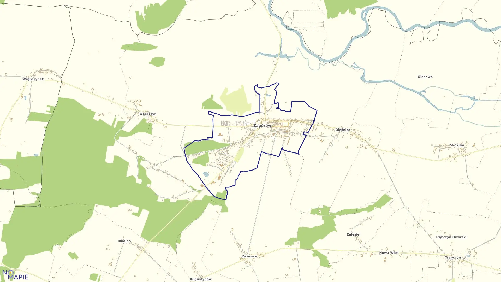 Mapa obrębu ZAGÓRÓW w gminie Zagórów